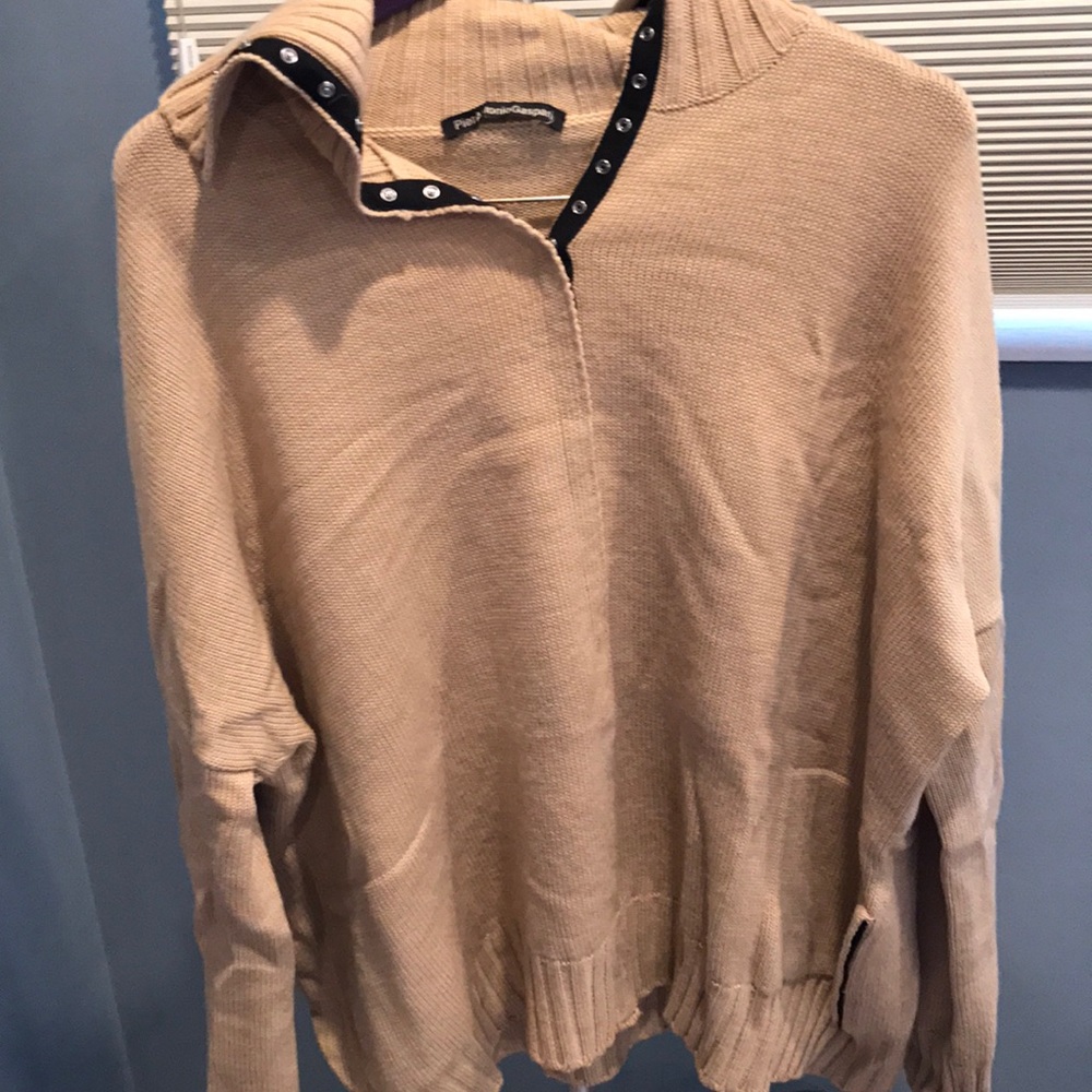 Buckle up tan sweater